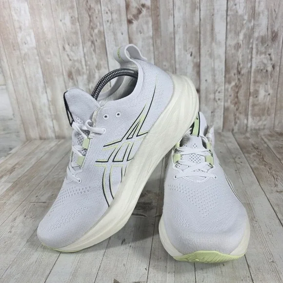 ASICS Gel Nimbus 25 Extra Wide Men's Running Shoes‎ White Light Yellow Size 8.5